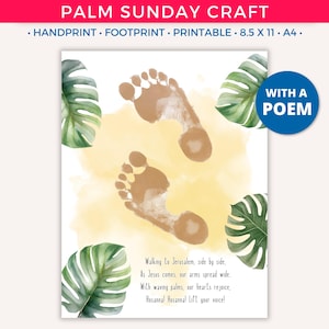 Palm Sunday Handprint Art Craft, Printable Kids Activity, Easter Bible DIY Keepsake for Toddlers Daycare Preschool Sunday School Holy Week C