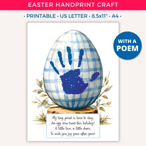Easter Handprint Art Craft, Easter Egg, Spring Handprint, DIY Printable Crafts for Kids Baby Toddler Daycare Preschool Classroom Activity B