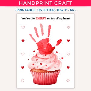 Happy Valentines handafdruk ambachtelijke bundel, Valentijnsdag handafdruk kunst afdrukbare voor peuter kinderen baby, handafdruk cadeau voorschoolse opvang A