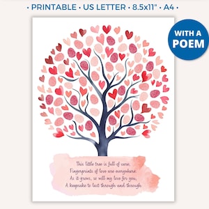 Mothers Day Handprint Printable Craft, Mothers Day Fingerprint Tree Art, Poem Gift for Mom Mama Sentimental Gift from Kids Toddler Baby A