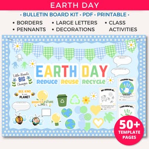 Earth Day Bulletin Board Kit, Printable Spring Bulletin Board Decor ...