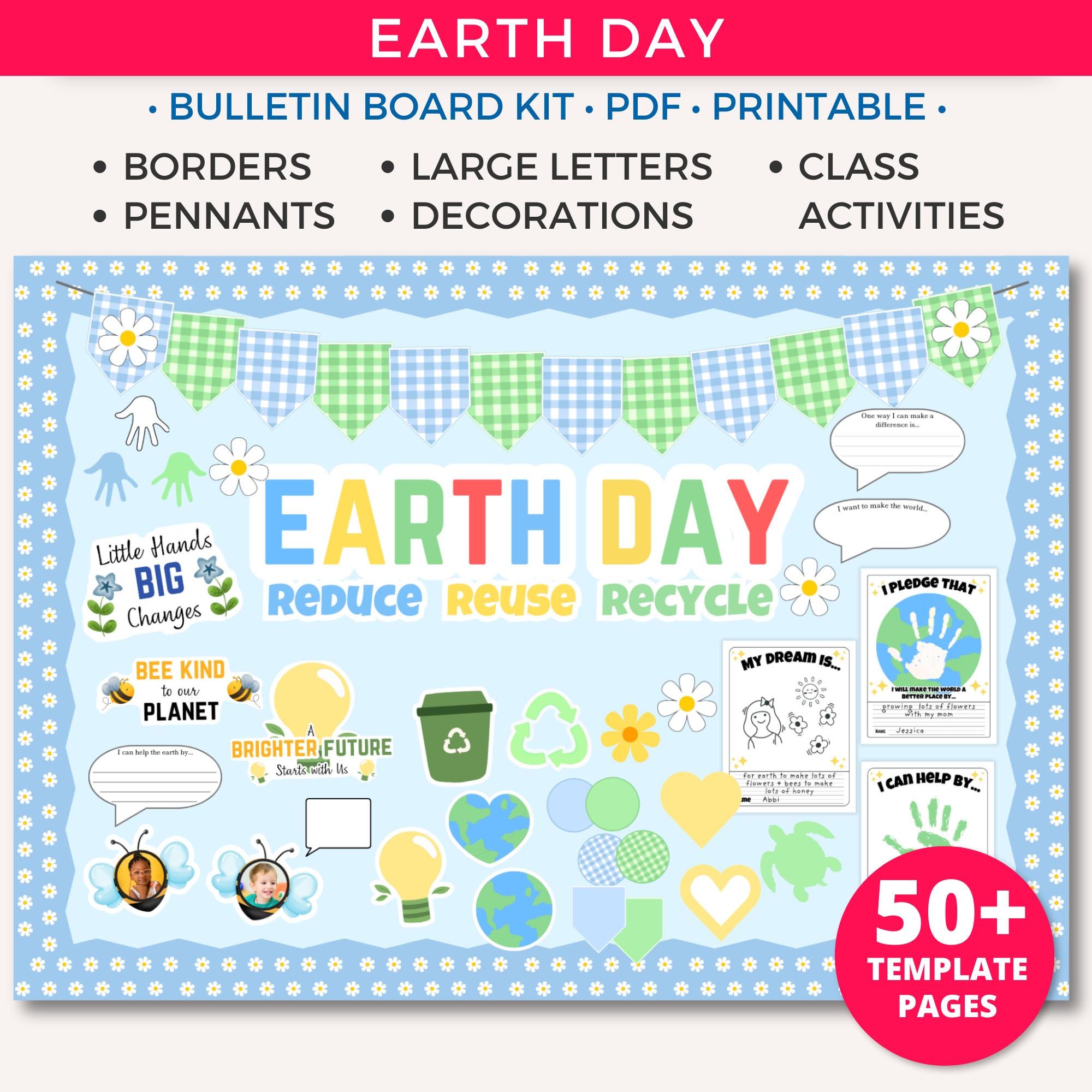 41 Easy Earth Day Crafts And Activities For Kids 32 Earth Day Bulletin Board Kit, Printable Spring Bulletin Board Decor,…