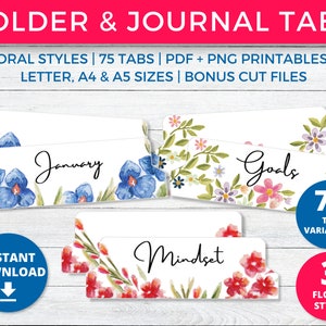 Printable Planner Tabs, Ordner & Journal Tabs | Ordner Trennblätter, DIY Planer Zubehör, Täglich + Monatlich Tabs A4 A5 US Letter