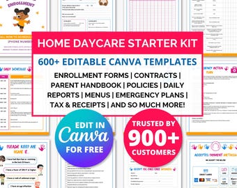 Home Daycare Starter Kit, Daycare Forms, Daycare Contract Template, Editable Childcare Forms, Enrollment Paperwork Policies Preschool