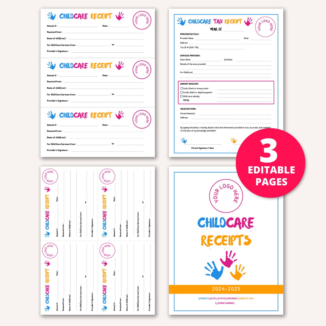 Editable Childcare Receipt Template, in Home Daycare Tax Receipt ...