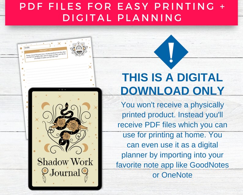 Shadow Work Prompts Pack #3 for Journal Printable Planner Inserts, Mental Health Healing, Mood Therapy, Mindfulness, Self Development and Wellness