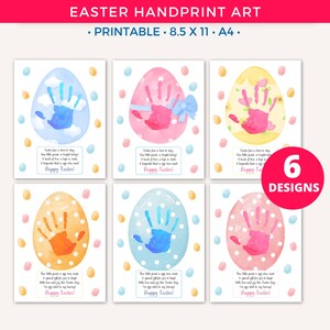 Easter Handprint Art Bundle, Easter Egg Spring Handprint Craft Footprint DIY Printable for Kids Baby Toddler Daycare Classroom Activity B