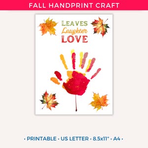 Fall Handprint Art, Fall Handprint Craft Printable for Kids Toddler, Back to School Preschool Daycare Autumn Handprint Activity Baby Crafts