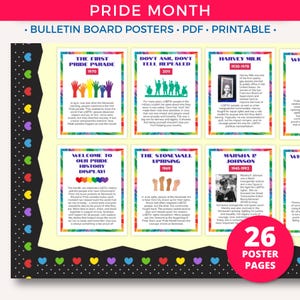 Pride Month Posters, LGBTQ+ History Month, Printable Bulletin Board Posters, Pride History Classroom Decor, Inclusive Poster Display A