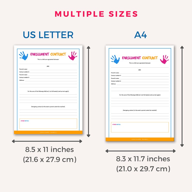 In Home Daycare Forms, Childcare Enrollment Forms, Daycare Contract Policy Handbook, Daycare Printables Editable Canva Template, Preschool