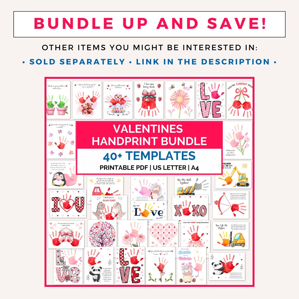 Love Handprint Art Printable Craft, Valentines Day Handprint Craft ...
