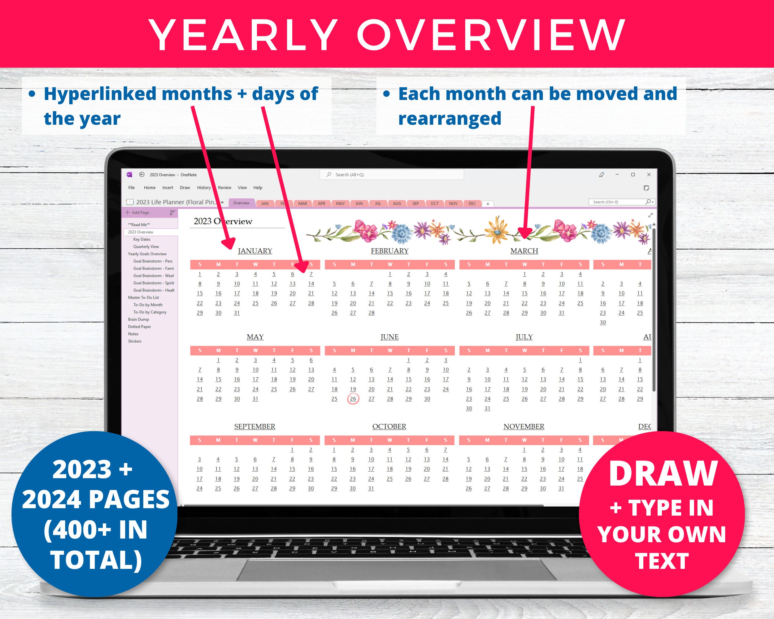 Onenote Planner Template 2023 2024 Onenote Planner One Note Etsy UK