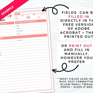 Pet Sitter Instructions for Pet Sitter Notes, Pet Sitter Form, Pet Sitter Planner, Pet Care Planner Printable, Pet Sitter Templates and Pet Sitting