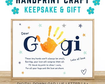 Gigi Handprint Birthday Card Craft, Handprint Art DIY Birthday Gift from Grandkids, New Grandma Gift, Mothers Day Keepsake, Baby Toddler