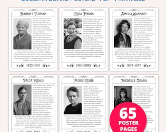 Women's History Month Posters, 65 Women in History Bulletin Board Set, Inspirational Women Classroom Display, March Teacher Decor