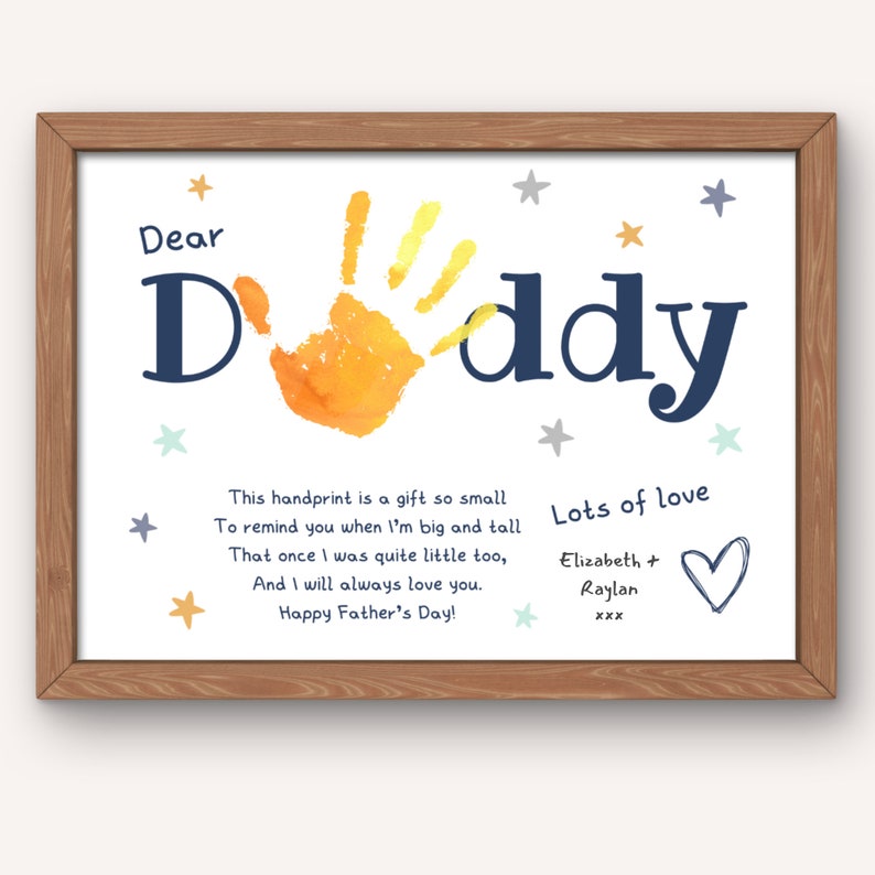 Fathers Day Handprint Printable Craft, Fathers Day Handprint Art DIY Gift for Dad Grandpa Papa Daddy Sentimental Gift from Kids Toddler Baby