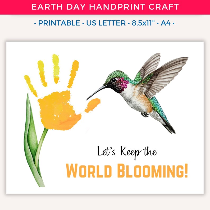 Earth Day Handprint Art Craft, Printable Earth Day Craft Activity for ...