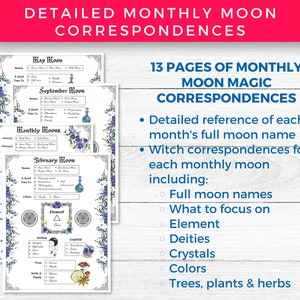 Moon Magick & Witch Moon Phases Calendar Witchcraft Printable Grimoire ...
