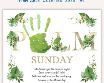 Palm Sunday Handprint Art Craft, Printable Palm Sunday Craft for Kids Toddlers, Easter Sunday School Activity, Bible Holy Week Preschool A