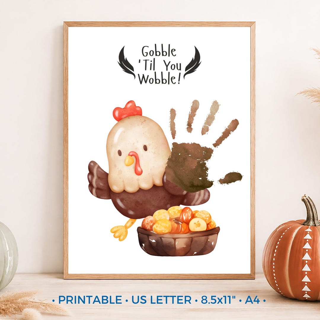 Thanksgiving Turkey Handprint Art, Printable Fall Handprint Craft for ...