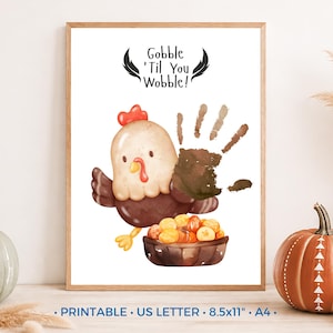Thanksgiving Turkey Handprint Art, Printable Fall Handprint Craft for ...