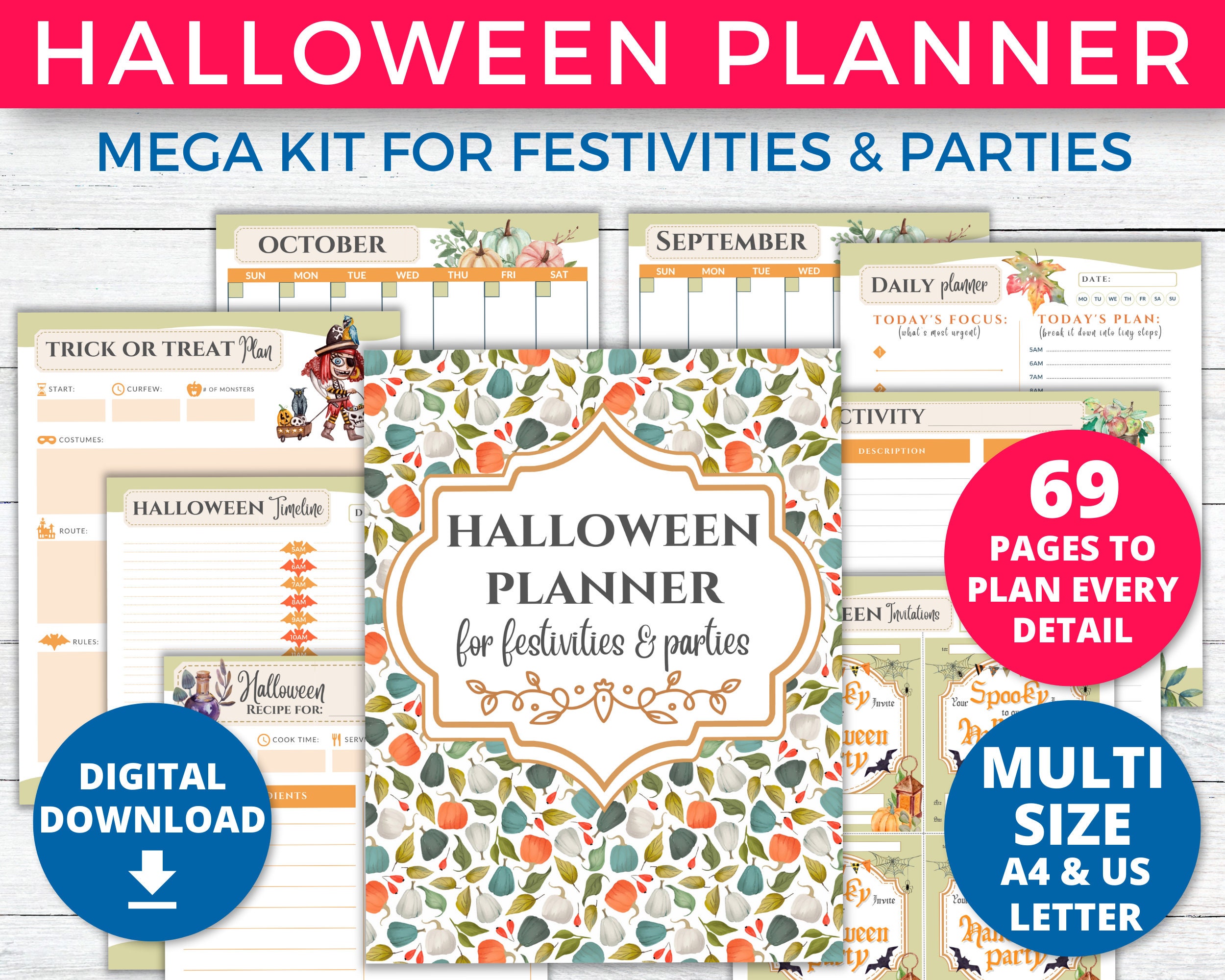 Halloween Planner Printables &amp; Inserts Halloween Party - Etsy