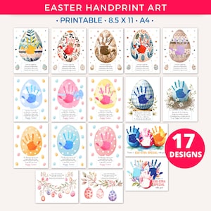 Easter Handprint Art Craft, Easter Egg, Spring Handprint, Footprint DIY Printable Craft for Kids Baby Toddler Daycare Classroom Activity B
