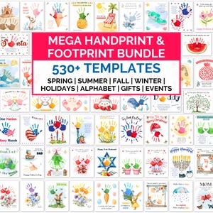 Méga lot de travaux manuels d'empreintes de main, travaux manuels d'empreintes de main pour enfants en bas âge, travaux manuels d'art empreinte de pas, travaux manuels d'empreintes de main pour les fêtes imprimables, travaux manuels préscolaires