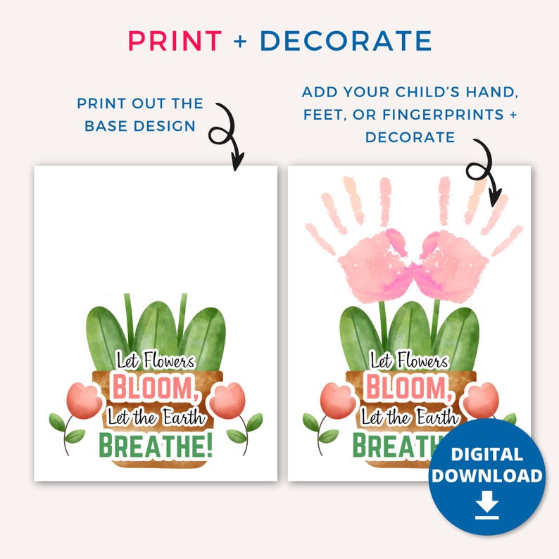 Earth Day Handprint Art Craft for Kids Toddlers, Printable Earth Day ...