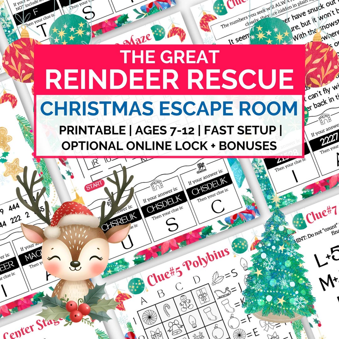Christmas Escape Room For Kids Printable Escape Room DIY Escape Room 