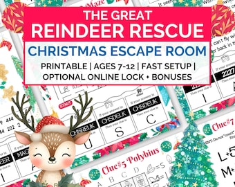 Christmas Escape Room for Kids, Printable Escape Room, DIY Escape Room Kit, Kids Christmas Party Game Activity Puzzle, Winter Birthday Party
