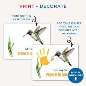 Earth Day Handprint Art Craft, Printable Earth Day Craft Activity for ...