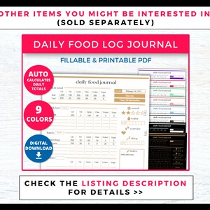 Daily Food Log Printable Planner, Macro Tracker Meal Planner, Daily ...
