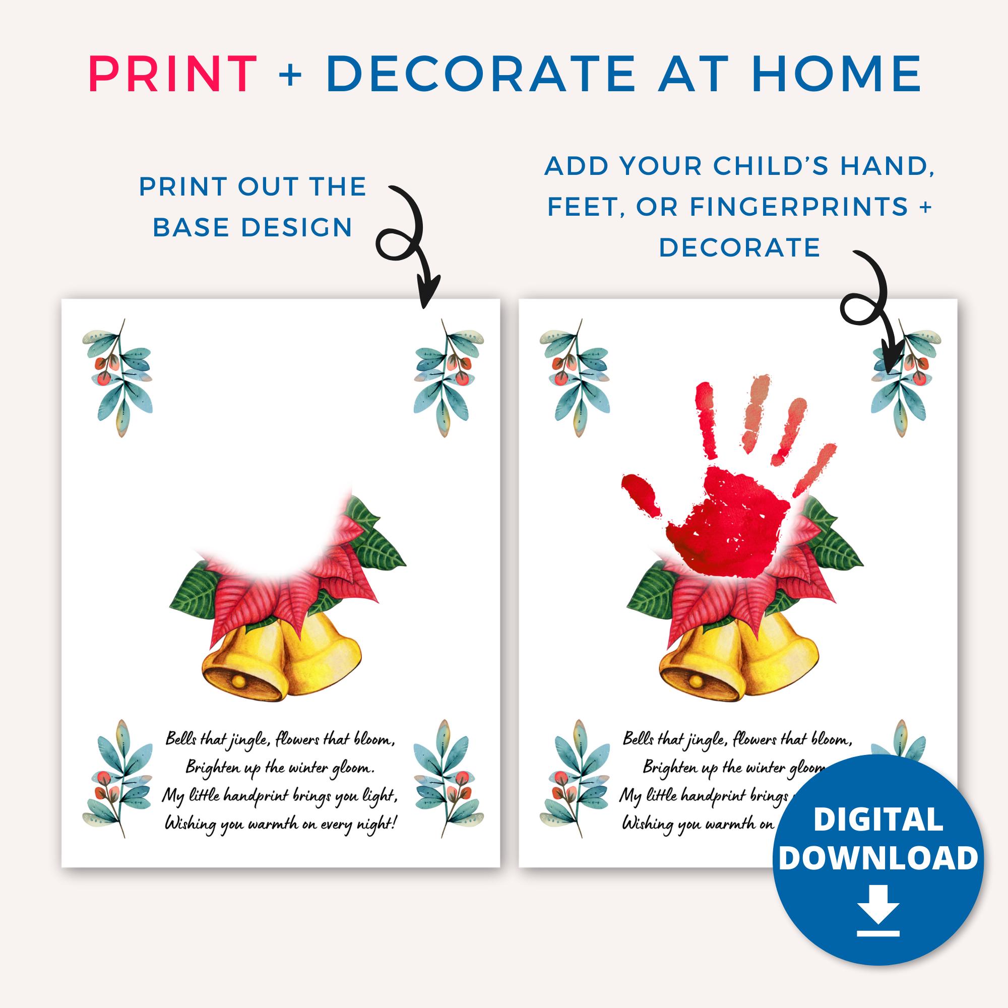 Handprint Bell Winter Handprint Art, Winter Handprint Craft Printable for Kids ...