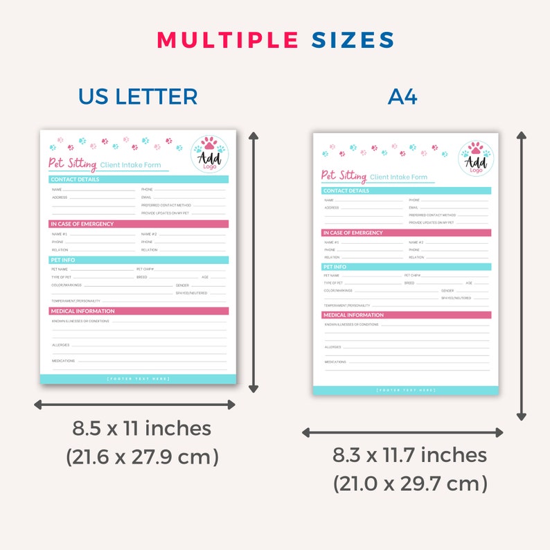 Pet Sitter Instructions, Pet Sitter Notes, Pet Sitter Form, Pet Sitter