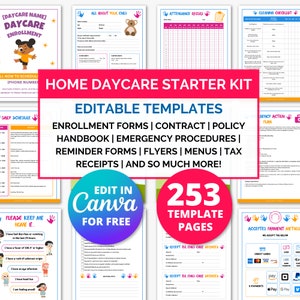 Home Daycare Starter Kit, Home Daycare Forms, Childcare Enrollment Forms, Daycare Contract Template Daycare Paperwork Policies Preschool