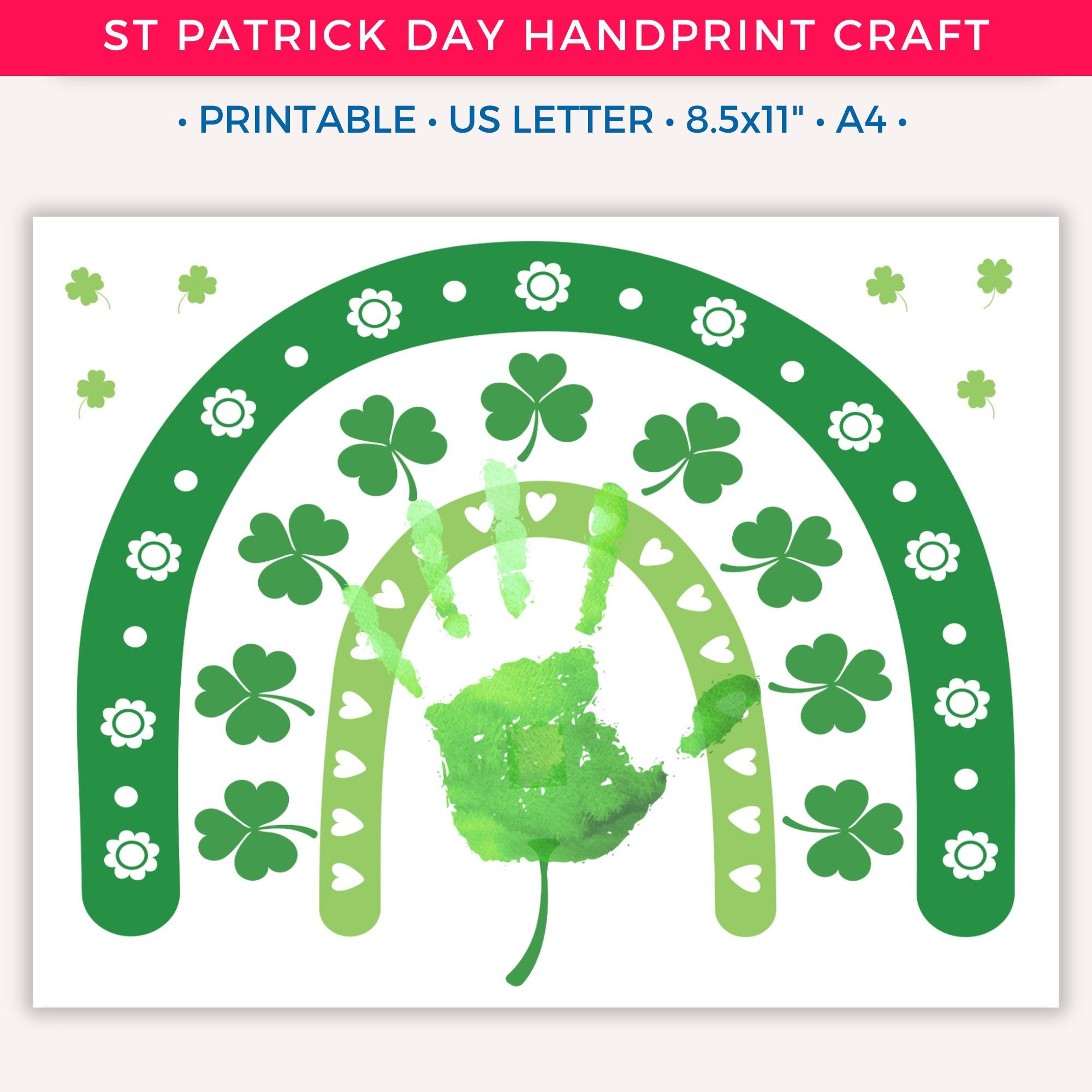 St Patricks Day Handprint Craft Rainbow, DIY Printable Art for Kids,…