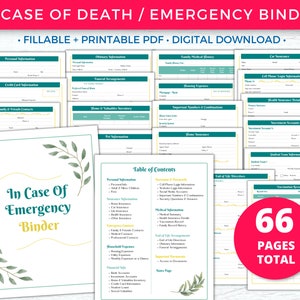 Fillable Family in Case of Emergency Binder Printable Death - Etsy