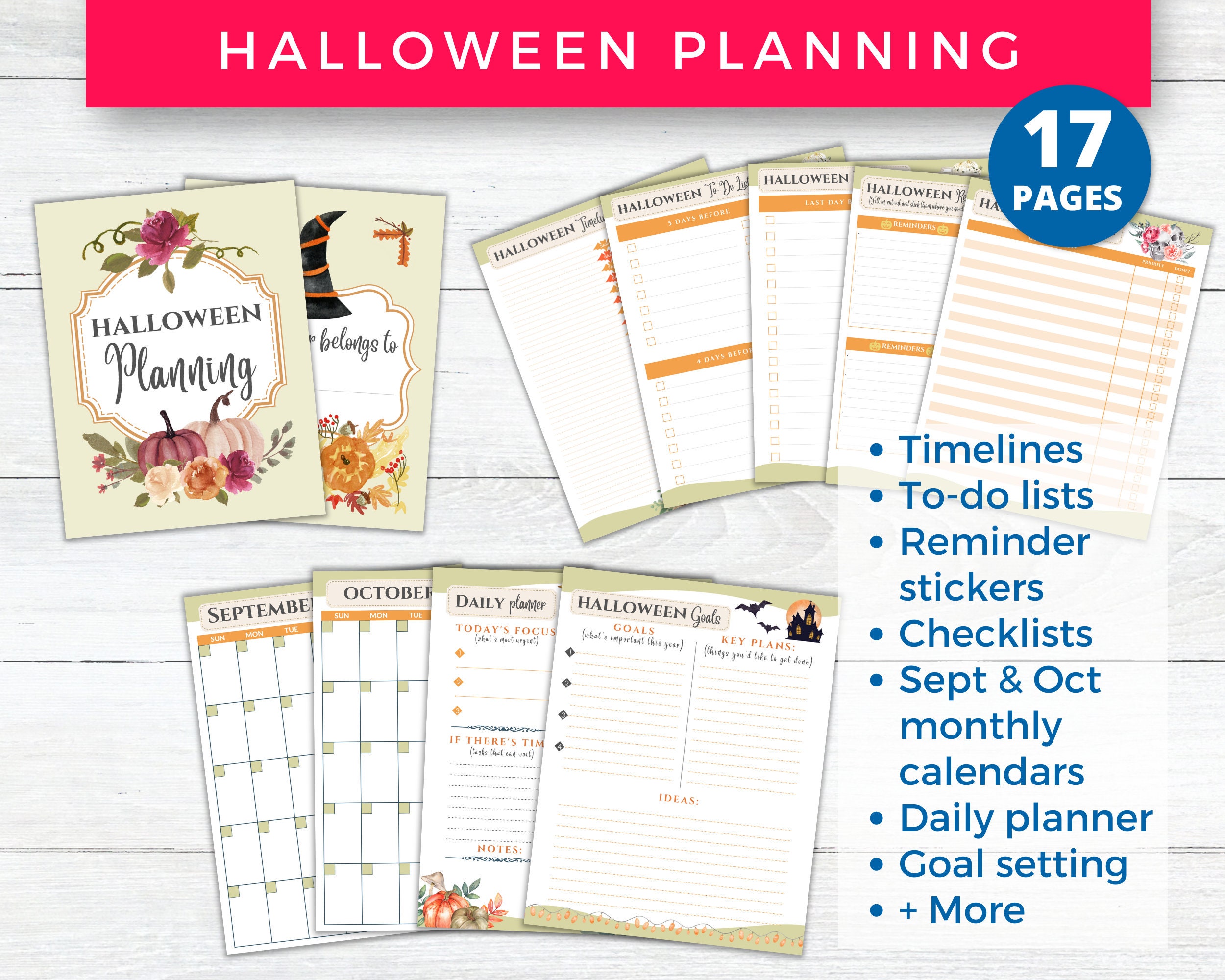 Halloween Planner Printables &amp; Inserts Halloween Party - Etsy