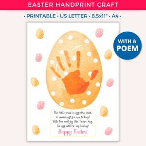 Easter Handprint Art Craft, Easter Egg, Spring Handprint, DIY Printable Crafts for Kids Baby Toddler Daycare Preschool Classroom Activity B