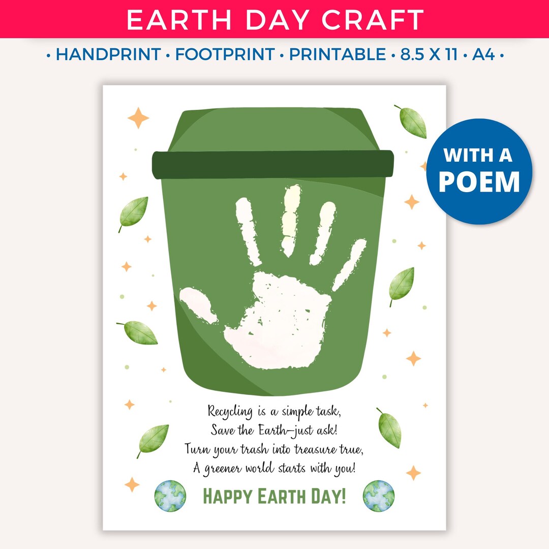 Earth Day Handprint Craft Art for Kids Toddler, Printable DIY Earth Day ...