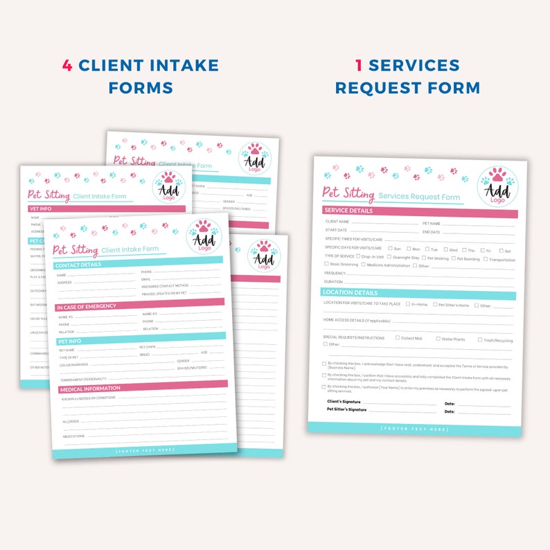 Pet Sitter Contract Agreement & Client Intake Forms for a Pet Sitting Business