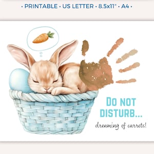 Spring Handprint Craft, Printable Easter Bunny Handprint Art for Kids Toddler Baby, Preschool Daycare Activity Keepsake Gift for Mom Gran A