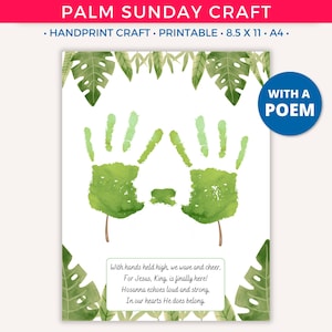 Palm Sunday Handprint Art Craft, Printable Palm Sunday Craft for Kids Toddlers, Easter Sunday School Activity, Bible Holy Week Preschool A