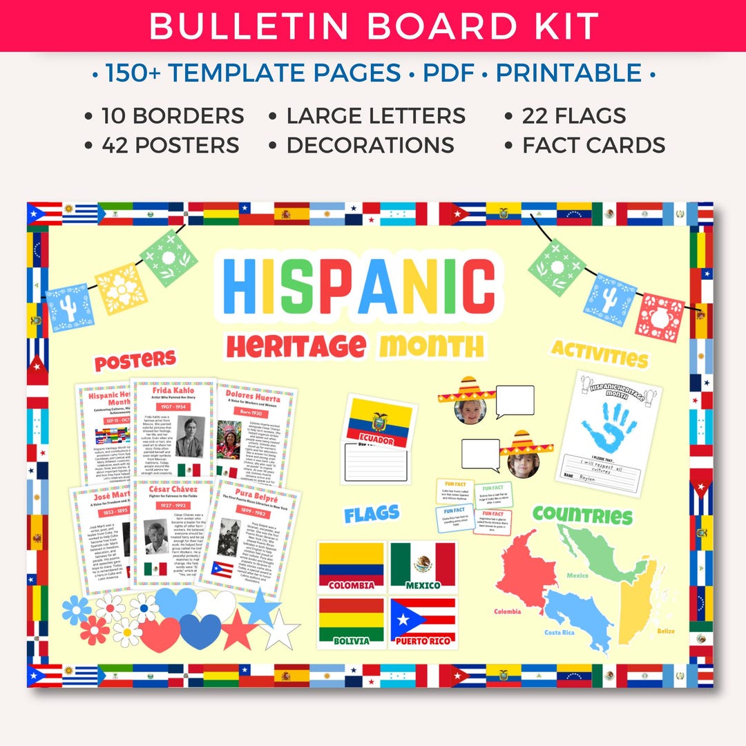 Hispanic Heritage Month Bulletin Board Kit, Hispanic Posters ...