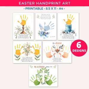 Easter Handprint Art Craft for Kids, Easter Printable He is Risen Keepsake Art, Baby Toddler Preschool Kindergarten, Sunday School Bible D