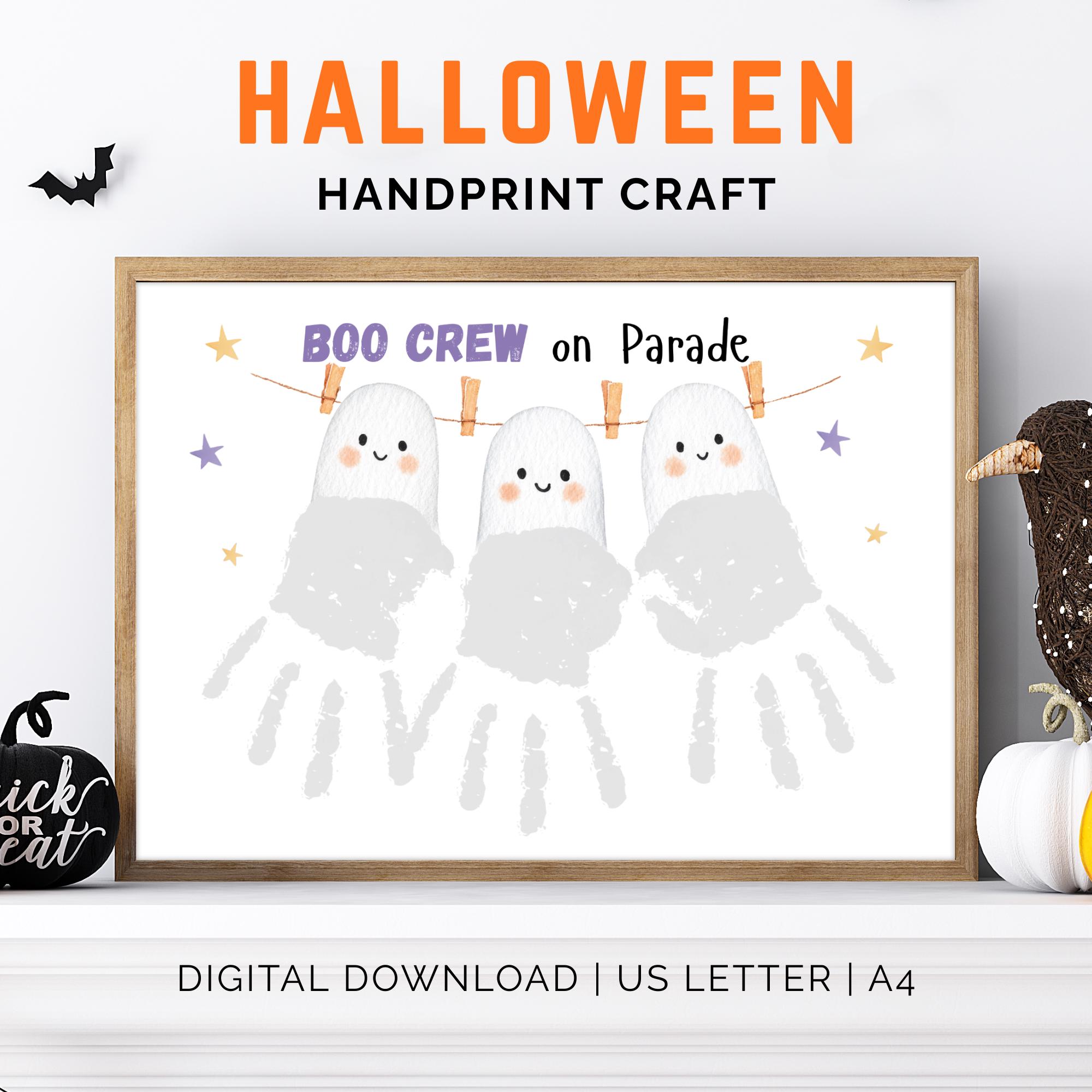 37 Ghost Crafts for Kids to Make This Halloween 7 Halloween Handprint Art, Halloween Handprint Craft, Boo Ghost…