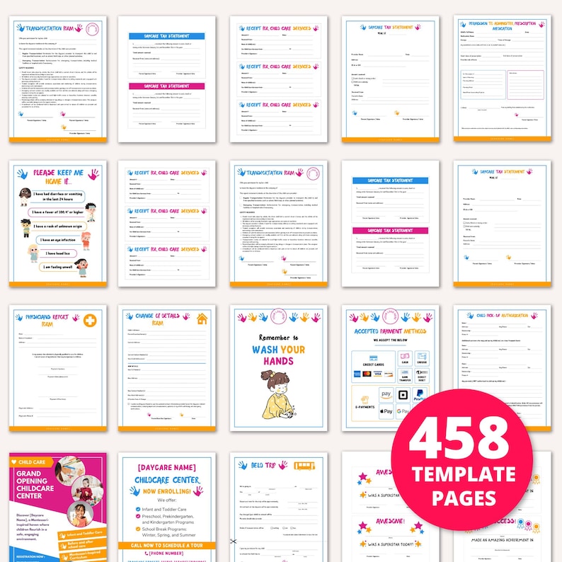 Daycare Starter Kit, Daycare Forms, Daycare Contract Template, Childcare Forms, Home Daycare Forms, Enrollment Paperwork Policies Preschool