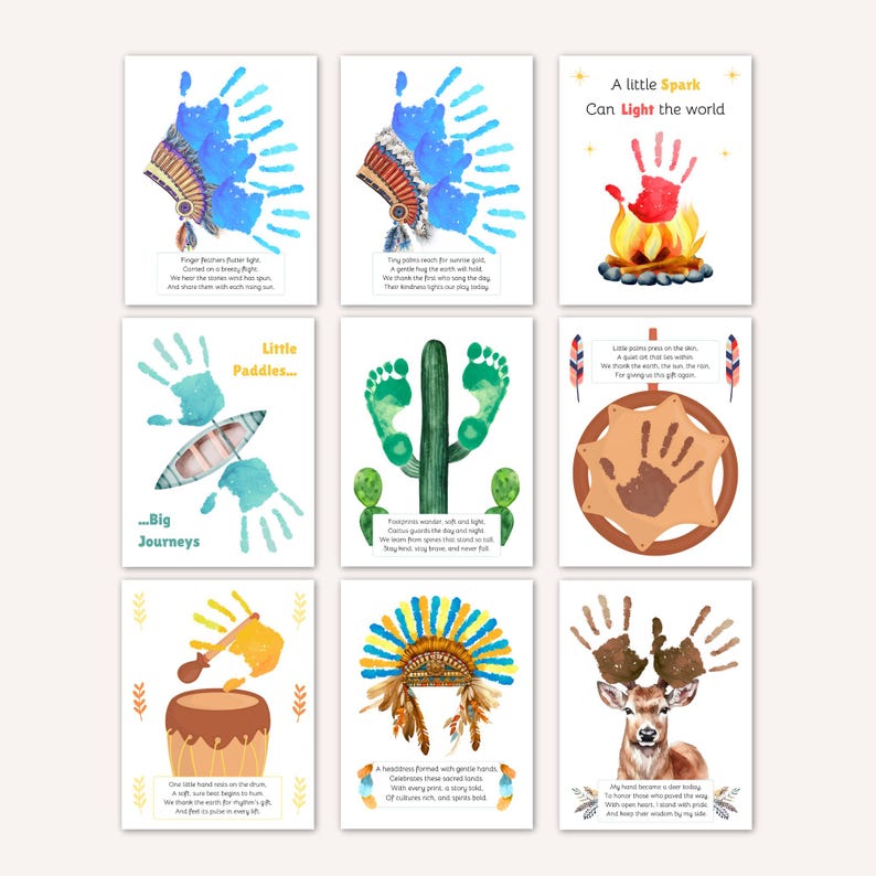 Native American Handprint Crafts Art for Kids, Native American Heritage ...