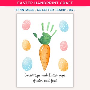 Arte de huellas de manos de Pascua, manualidad imprimible para niños, recuerdo para niños pequeños, actividades divertidas de Pascua, arte de huellas de manos de primavera, guardería preescolar C